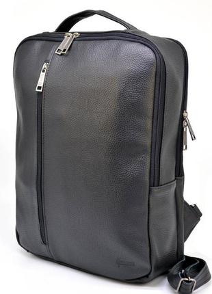Шкіряний чоловічий рюкзак чорний tarwa fa-7287-3md на два відділу1 фото