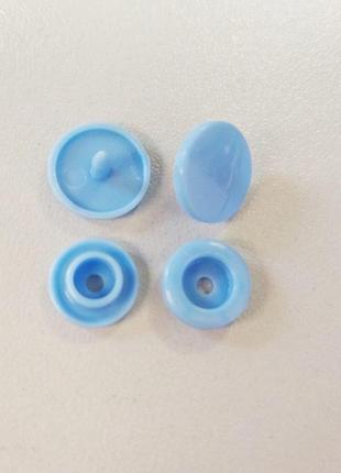 Кнопки пластикові кольорові для дитячого одягу і постільної білизни т5 ø 11,7 мм блакитні (10 компл.) (синдтекс-0095)