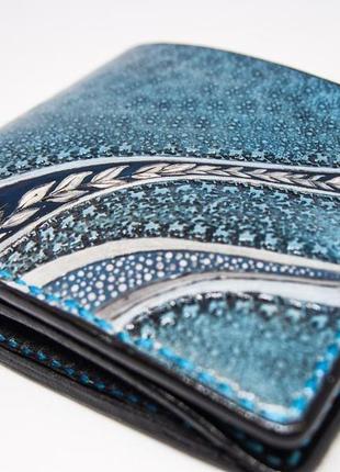 Жіночий шкіряний блакитний гаманець, ніжний гаманець подарунок дівчині