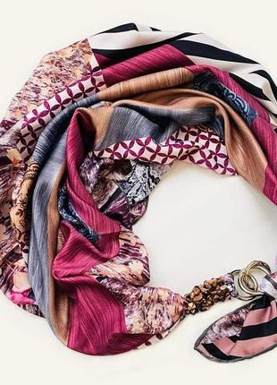 Шовковий хустку "морозний ранок" від бренду my scarf, шийну хустку, подарунок жінці1 фото