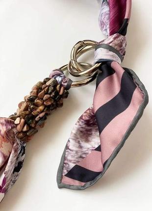 Шелковый платок  "морозное утро" от бренда my scarf, шейный платок, подарок женщине3 фото