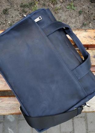 Tarwa 1812 мужская сумка для ноутбука документов вещей из синей кожи крейзи хорс с підкладом10 фото