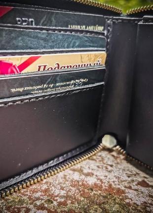 Шкіряний гаманець на блискавці з якорем, шкіряний гаманець ручної роботи подарунок моряку3 фото