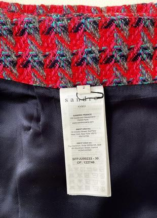 Sandro paris красная юбка мини из твида с пуговицами дешево быстрая продажа!7 фото