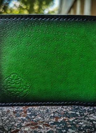 Кожаный зеленый кошелек медуза горгона, кожаный яркий женский кошелек с рисунком3 фото
