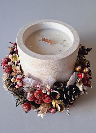 Різдвяний свічник зі свічкою ручної роботи, колекція "казкове різдво"3 фото