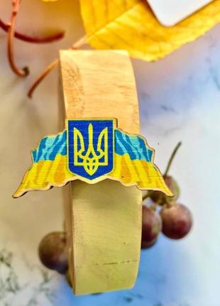 Деревянный значок "трезубец украина"1 фото