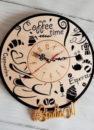 Часы настенные авторские "coffee time" 32х32 см1 фото