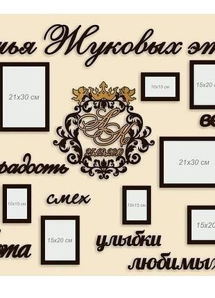 Настенный декор с фоторамками ′семья это...фамильная 190х120 см.4 фото