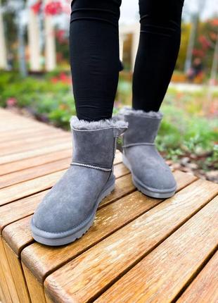 Ugg сlassic mini "bailey bow grey"🆕 шикарные женские угги🆕 купить наложенный платёж