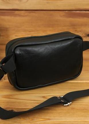 Мужская кожаная сумка "модель №59" гладкая кожа, цвет черный4 фото