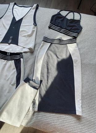 Костюм женский 4в1 трикотаж. топ, юбка, блуза, брюки. трансформер.