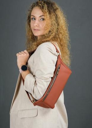 Жіноча шкіряна сумка "модель №56 міні", шкіра grand, колір коньяк