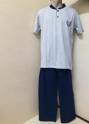 Демисезонная мужская пижама турция футболка брюки большие размеры 3xl 4xl 5xl6 фото