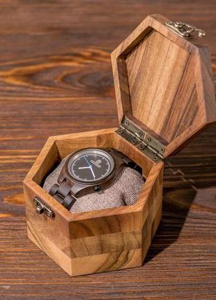 Дерев'яна чоловіча скринька для 1-го годинника з дерев'яною кришкою | eb-16.1.2