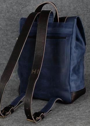Рюкзак hankle h1 вінтажна шкіра колір синій4 фото