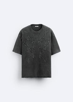 Вареная футболка серая zara new4 фото