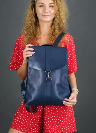 Жіночий шкіряний рюкзак "монако", шкіра італійський краст, колір синій