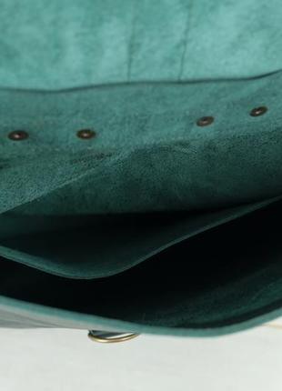 Женский кожаный рюкзак "монако", кожа итальянский краст, цвет зеленый6 фото