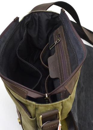 Мужская сумка через плечо из кожи и канвас ch-6002-3md tarwa6 фото