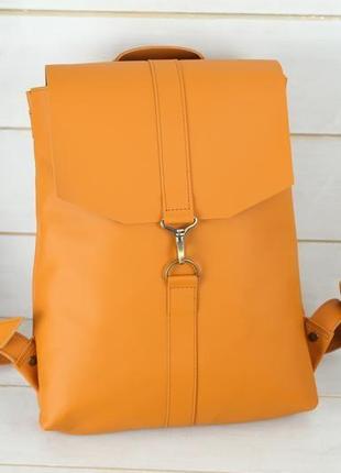 Жіночий шкіряний рюкзак "монако", шкіра grand, колір бурштин2 фото