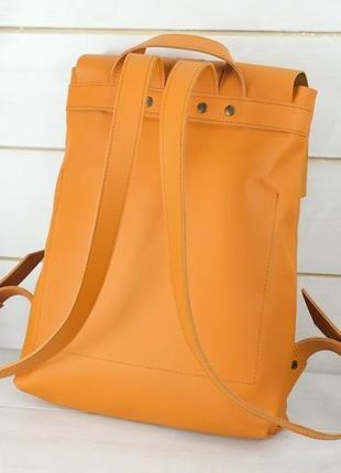 Жіночий шкіряний рюкзак "монако", шкіра grand, колір бурштин5 фото