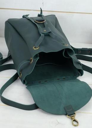 Женский кожаный рюкзак "киев", размер мини, кожа grand, цвет зеленый6 фото