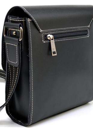 Черная сумка через плечо мужская zaw-3027-3md от tarwa белая нитка4 фото