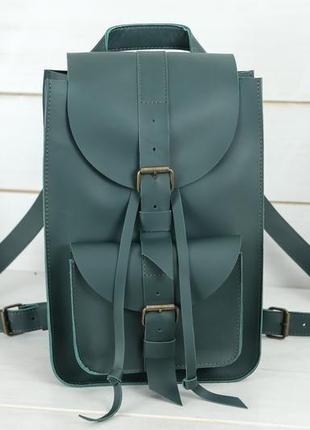 Жіночий шкіряний рюкзак "флоренція", шкіра grand, колір зелений2 фото