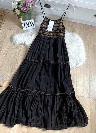 Сукня міді з вишивкою від zara, розмір xs, s*1 фото