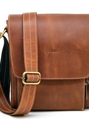 Шкіряна сумка-планшент через плече rbw-3027-4lx бренду tarwa руда1 фото