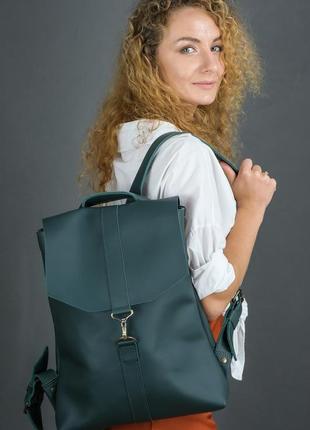 Жіночий шкіряний рюкзак "монако", шкіра grand, колір зелений1 фото