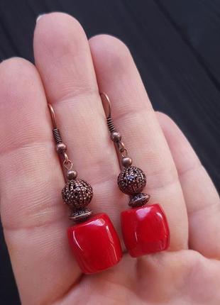Комплект браслет та сережки з натуральних коралів браслет из коралла серьги с кораллами