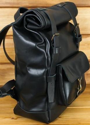 Мужской рюкзак "hankle h42", кожа итальянский краст, цвет черный + черный3 фото
