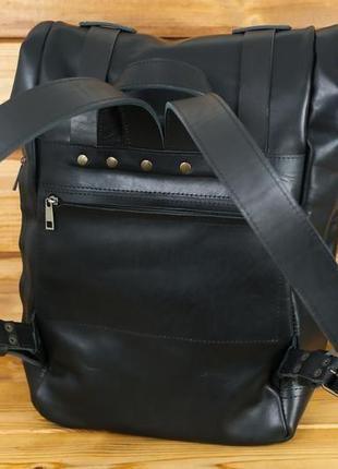Мужской рюкзак "hankle h42", кожа итальянский краст, цвет черный + черный5 фото
