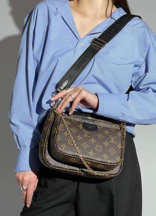 Сумка женская в стиле louis vuitton pochete multi brown/black