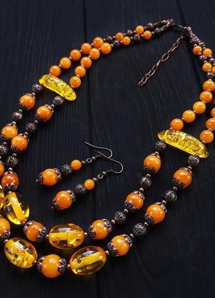 Комплект ожерелье и серьги "конфетка" подарок на новый год жене маме