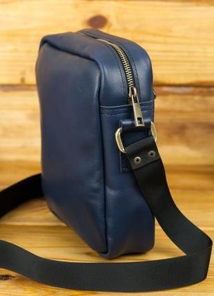 Чоловіча шкіряна сумка "метью", шкіра італійський краст, колір синій4 фото