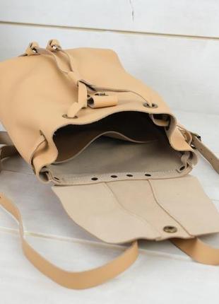Жіночий шкіряний рюкзак "прага", шкіра grand, колір бежевий6 фото