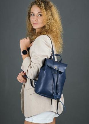 Женский кожаный рюкзак "прага", кожа итальянский краст, цвет синий1 фото