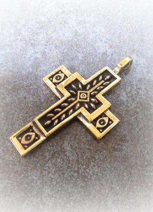 Підвіска хрест розквітлий - кулон хрест з колосками та очима4 фото