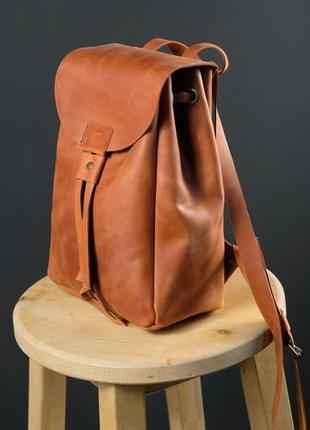 Жіночий шкіряний рюкзак "токіо", розмір міні, вінтажна шкіра, колір коньяк2 фото