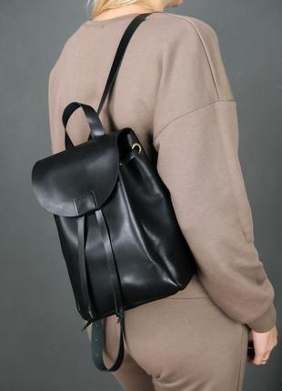 Жіночий шкіряний рюкзак "токіо", розмір міні, шкіра італійський краст, колір чорний1 фото