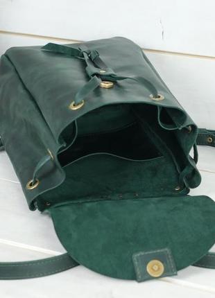 Жіночий шкіряний рюкзак "токіо", розмір середній, вінтажна шкіра, колір зелений5 фото