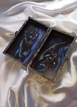 Скринька, купюрниця, шкатулка ′чорний кіт′- подарунок ручної роботи3 фото