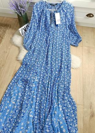 Длинное платье с принтом от zara, размер м*