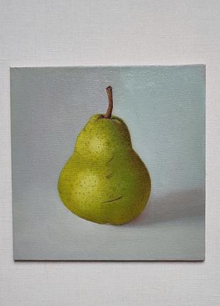 Картина маслом живопис соковита груша натюрморт 20×20 см