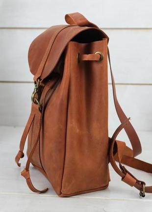 Женский кожаный рюкзак "киев", размер мини винтажная кожа, цвет коньяк4 фото