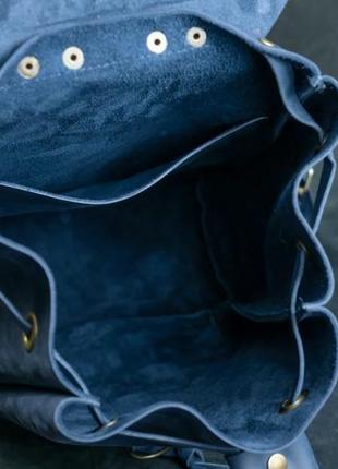 Женский кожаный рюкзак "киев", размер мини винтажная кожа, цвет синий4 фото