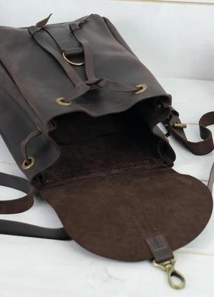 Жіночий шкіряний рюкзак "київ", розмір міні, вінтажна шкіра, колір шоколад6 фото